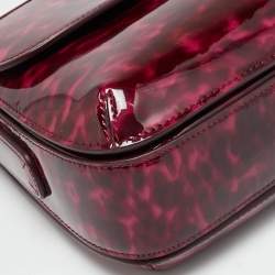 Pre Owned Giorgio Armani La Prima Pink Tortoise Print Patent Leather Hobo