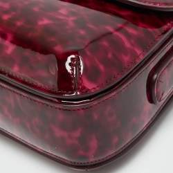 Pre Owned Giorgio Armani La Prima Pink Tortoise Print Patent Leather Hobo