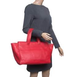 Pre Owned Giorgio Armani Red Leather Tote