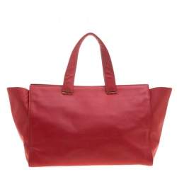 Pre Owned Giorgio Armani Red Leather Tote