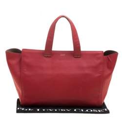 Pre Owned Giorgio Armani Red Leather Tote