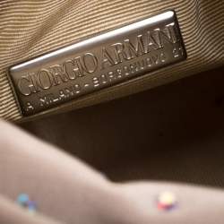 Giorgio Armani Beige Gems Embellished Fabric Satchel