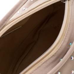 Giorgio Armani Beige Gems Embellished Fabric Satchel