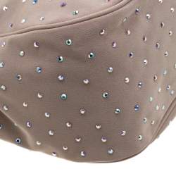 Giorgio Armani Beige Gems Embellished Fabric Satchel