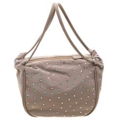 Giorgio Armani Beige Gems Embellished Fabric Satchel