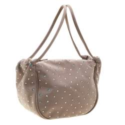 Giorgio Armani Beige Gems Embellished Fabric Satchel