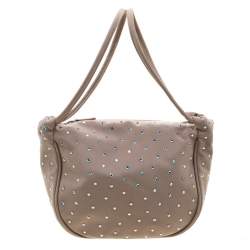Giorgio Armani Beige Gems Embellished Fabric Satchel