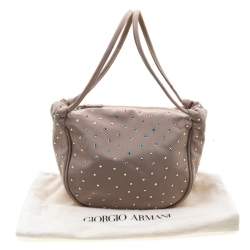 Giorgio Armani Beige Gems Embellished Fabric Satchel