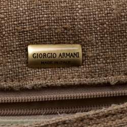 Pre Owned Giorgio Armani Light Brown Jute Shoulder Bag
