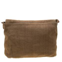 Pre Owned Giorgio Armani Light Brown Jute Shoulder Bag