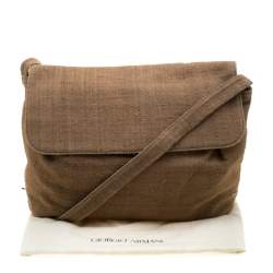 Pre Owned Giorgio Armani Light Brown Jute Shoulder Bag