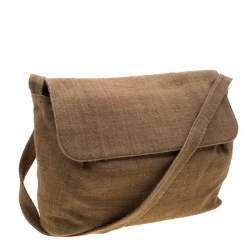 Pre Owned Giorgio Armani Light Brown Jute Shoulder Bag