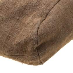 Pre Owned Giorgio Armani Light Brown Jute Shoulder Bag