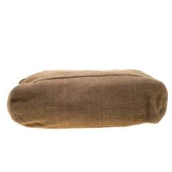 Pre Owned Giorgio Armani Light Brown Jute Shoulder Bag