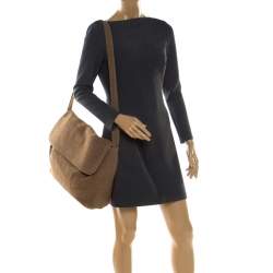 Pre Owned Giorgio Armani Light Brown Jute Shoulder Bag