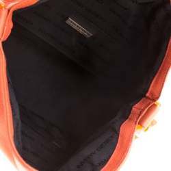 Pre Owned Giorgio Armani Orange Leather and Acrylic Chain Shoulder Bag