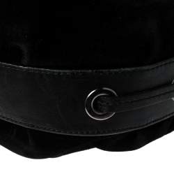 Pre Owned Giorgio Armani Black Suede and Leather Tassel Shoulder Bag