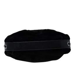 Pre Owned Giorgio Armani Black Suede and Leather Tassel Shoulder Bag