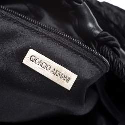 Pre Owned Giorgio Armani Black Velvet and Leather Tassel Satchel