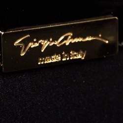 Pre Owned Giorgio Armani Black Beaded Embellished Patent Leather Clutch