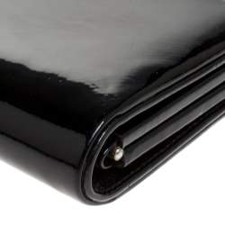 Pre Owned Giorgio Armani Black Beaded Embellished Patent Leather Clutch