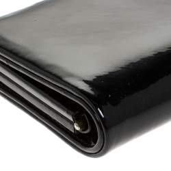 Pre Owned Giorgio Armani Black Beaded Embellished Patent Leather Clutch