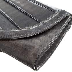 Giorgio Armani Silver Shimmer Fabric Pleated Flap Clutch