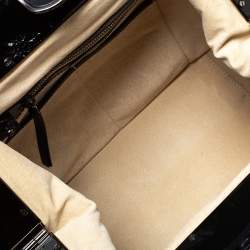 Pre Owned Giorgio Armani Black Patent Leather Frame Satchel