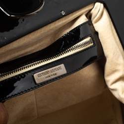 Pre Owned Giorgio Armani Black Patent Leather Frame Satchel