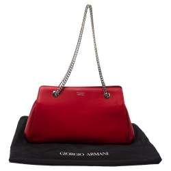 Giorgio Armani Red Leather Chain Shoulder Bag