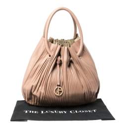 Pre Owned Giorgio Armani Pink Gathered Leather Hobo