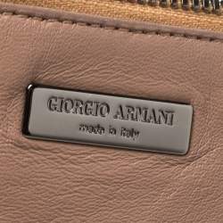 Pre Owned Giorgio Armani Pink Gathered Leather Hobo