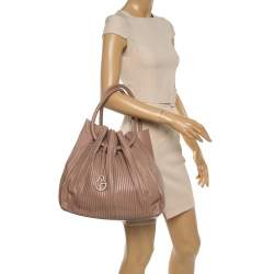 Pre Owned Giorgio Armani Pink Gathered Leather Hobo