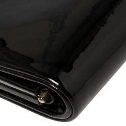 Pre Owned Giorgio Armani Black Beaded Embellished Patent Leather Clutch