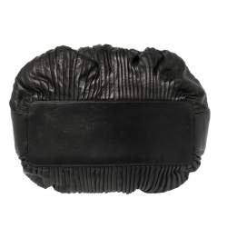 Pre Owned Giorgio Armani Black Leather Pleated Hobo