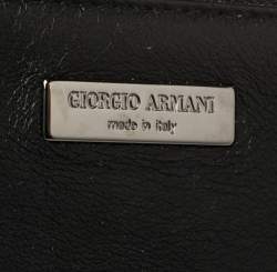 Pre Owned Giorgio Armani Black Leather Pleated Hobo