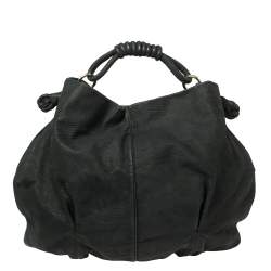 Giorgio Armani Black Textured Suede Hobo
