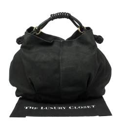 Giorgio Armani Black Textured Suede Hobo