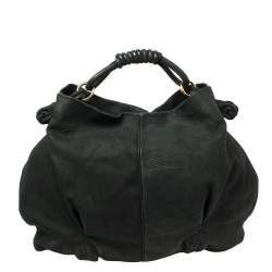 Giorgio Armani Black Textured Suede Hobo