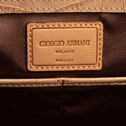 Pre Owned Emporio Armani Beige Croc Embossed Leather Tote