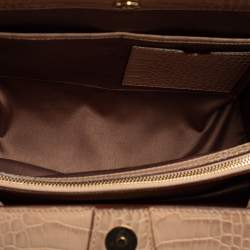 Pre Owned Emporio Armani Beige Croc Embossed Leather Tote