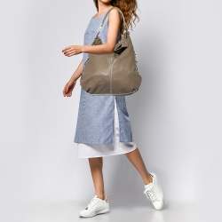 Pre Owned Giorgio Armani Grey Leather Hobo