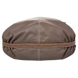 Pre Owned Giorgio Armani Grey Leather Hobo