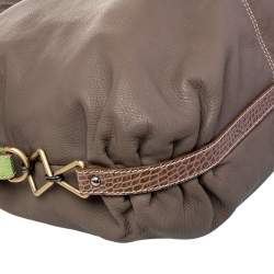 Pre Owned Giorgio Armani Grey Leather Hobo