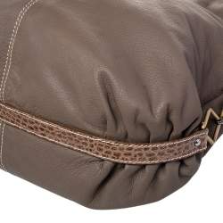 Pre Owned Giorgio Armani Grey Leather Hobo