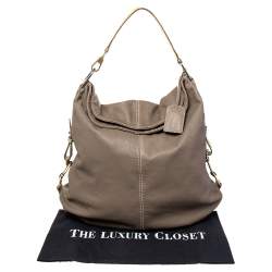 Pre Owned Giorgio Armani Grey Leather Hobo