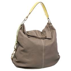 Pre Owned Giorgio Armani Grey Leather Hobo