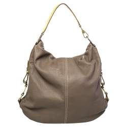 Pre Owned Giorgio Armani Grey Leather Hobo
