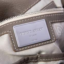 Pre Owned Giorgio Armani Grey Leather Hobo