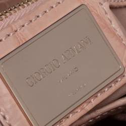 Giorgio Armani Beige Croc Embossed Leather Tote